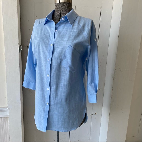 Nord Linen Tailored Boyfriend Button down Shirt Top Blouse - Picture 2 of 12